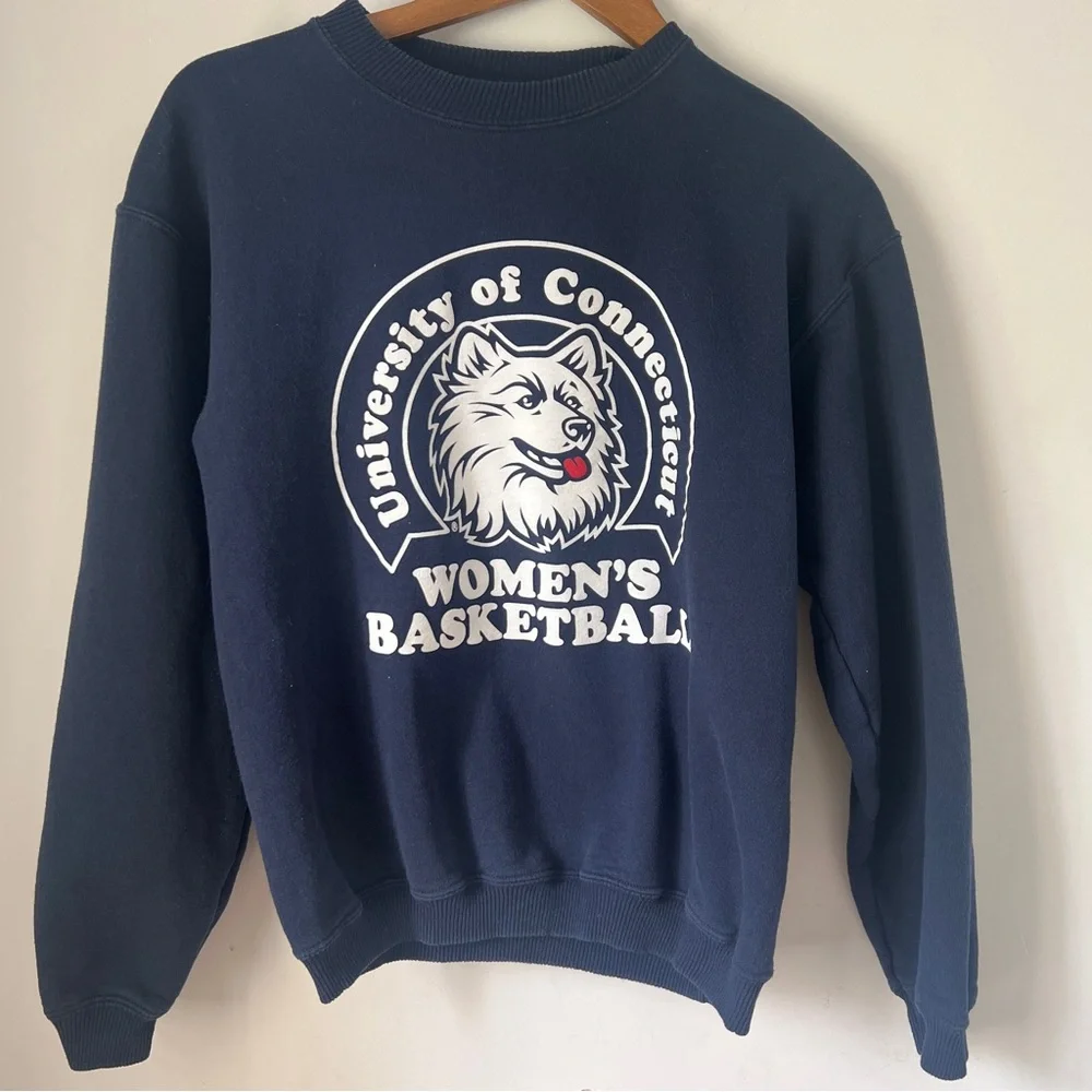 Gildan Blue Crew Neck Sweater with UCONN Basketball Womens Size Small - Picture 5 of 5